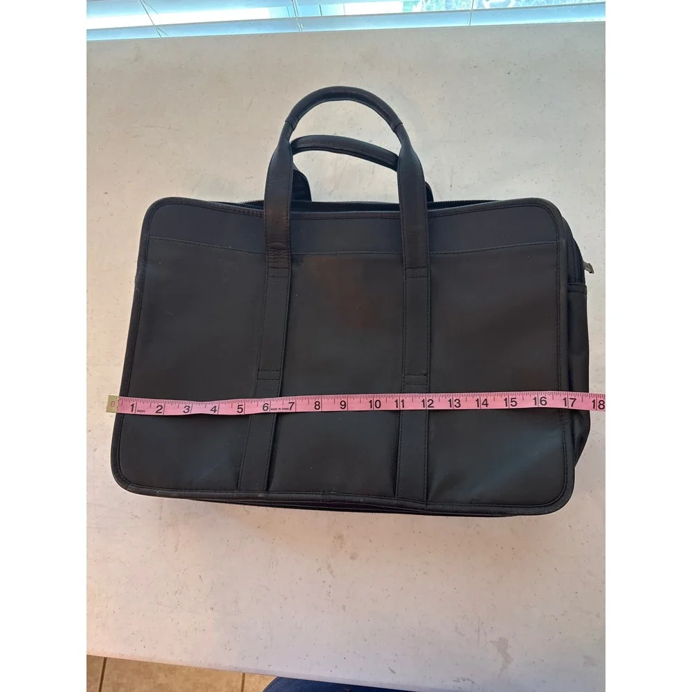 Heritage Black Top Grain Leather Expandable Portfolio Briefcase Bag 120155